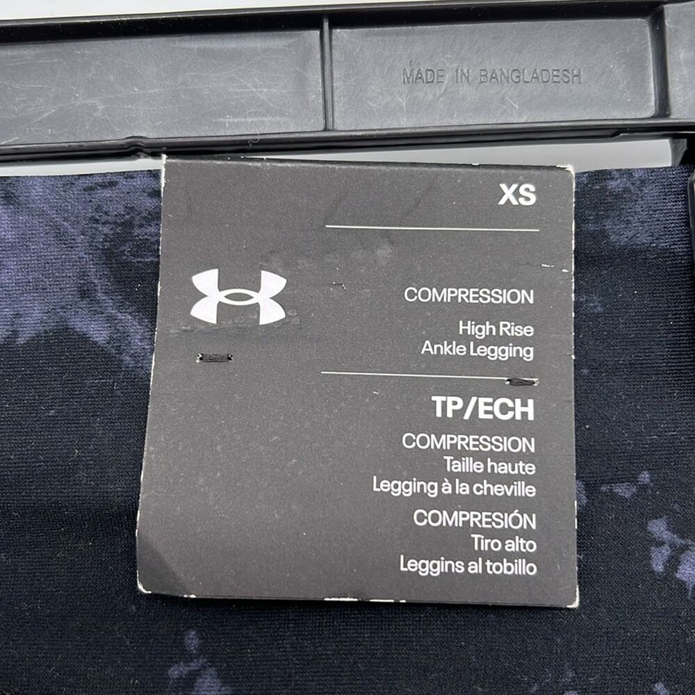 Under Armour Project Rock High Rise Compression Ankle Leggings - Blue/Lime - XS - Picture 5 of 7